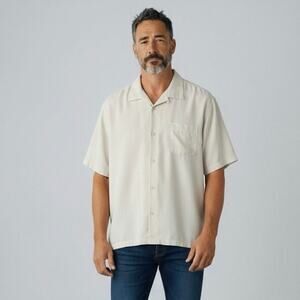 Tommy Bahama Silk Hawaiian Summer Casual Shirt Beige XL